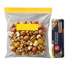 ECOOPTS Freezer Bags, Medium Double Zip and Easy Open Food Storage Bags, Ultra Strong, Reusable, BPA Free, 24 x 27.5 cm / Bag (35, M)