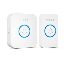 PGST Wireless Doorbell, Easy installation, Waterproof, Adjustable Volume, 36 Chimes, Colorful LED, 1000Ft Range,White