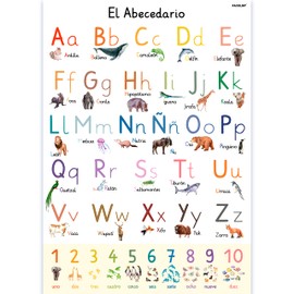 PACKLIST Children's Alphabet Poster in Spanish, Large Letters and Funny Animals for Easy Learning Perfect to Decorate Nursery Classrooms