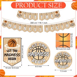 177 Pcs March Basketball Madness Decorations Let the Madness Begin Basketball Theme Banner Basketball Paper Plates Napkins Plastic Forks Party College Basketball Party Supplies