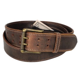 Money Belt, 1-3/4" Double Prong, Zipper Pocket, Travel Security, Full Leather, Made in USA