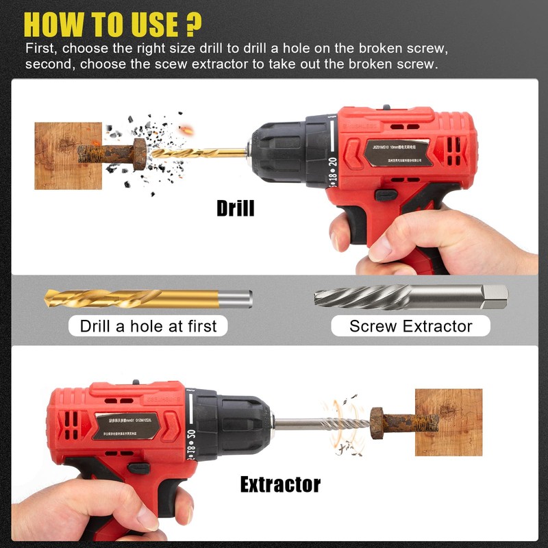 TOPEC Screw Extractor and Left Hand Drill Bit Set -