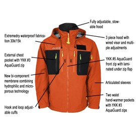 NAVIS MARINE Bass Fishing PRO Jacket Dry Wading Overalls Waterproof 3 Layer Hard Shell G4-91 (Jacket-Orange, Medium)
