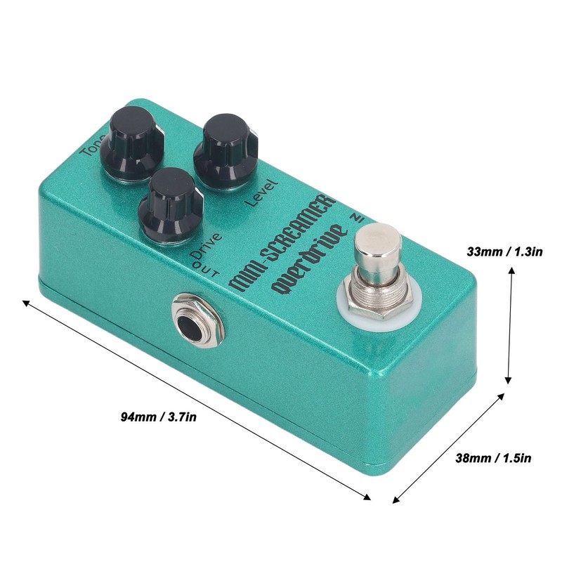 Overdrive Effect Pedal with Drive Level Tone Control Knobs Aluminum