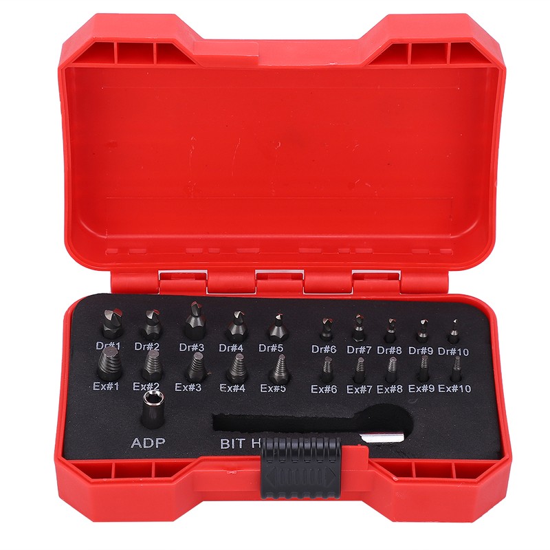 22Pcs Screw Extractor Set Damaged Broken Screw Removal Remover Tool