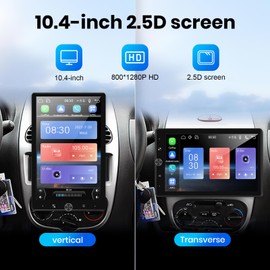 Single Din Apple Carplay Car Stereo Android Auto Manual&HD Screen- 10.4 Inch Touchscreen Car Radio with Bluetooth Mirror Link Backup Camera/USB/AUX Input/EQ/FM/Subwoofer/DSP/Voice Control