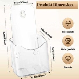 EOGRFW Espositore da parete, 4 pezzi, 20 x 10 x 8,5 cm, per volantini, 1 scomparto, da posizionare e appendere, per volantini, cartoline, volantini, menu