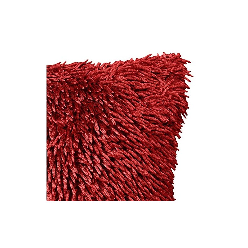 Intimates Modern Shaggy Chenille Soft Loops Luxury Cushion Cover (Red)