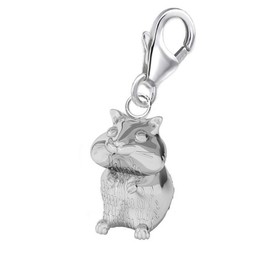 Animal Charm Pendant for Charm Bracelet, 925 Sterling Silver, for Children, Girls, Baby, Women, Silver, 3D hamster 10 x 7 mm.
