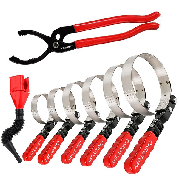 CAROTUPY 8pcs Oil Filter Wrench Set, 12" Adjustable Oil Filter