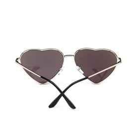 Meyison Vintage Heart Shaped Sunglasses Thin Metal Frame Cute Aviator Style Eyewear for Women or Men with 100% UV Protection (Silver frame/gradient brown lens)