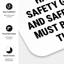 Danger Construction Area Hard Hat Safety Glasses and Safety Shoes Sign, 12x18 Inches, 55 mil Thick HDPS (high Density polystyrene), Made in USA by Sigo Signs