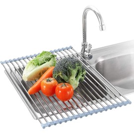 Seropy Extra Large 20.5"x13.7" Roll Up Dish Drying Rack Over The Sink Dish Drainer for Kitchen Counter, Sink Drying Rack Dish Drying Mat Folding Dish Rack Kitchen Sink Organizer Home Essentials
