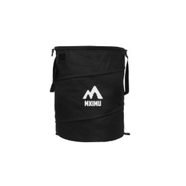 MXIMU Collapsible Trash Can for Camper: Camping Essentials Gardening Supplies Pop Up Trash Cans 24 Gallon with Lid & Strap Handle - Foldable Garbage Can Garden Bag for Outdoor Lawn RV Yard (Black)