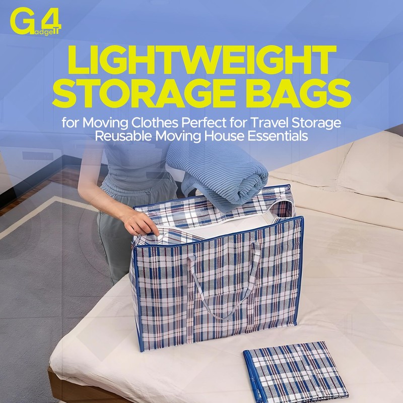 G4GADGET 2 Pack Jumbo Laundry Shopping Bags with Zips (100x70x30