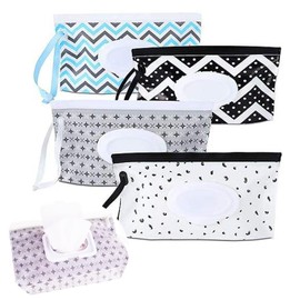 4pcs Baby Wipe Dispenser, Portable Refillable Baby Wipes Container for Diaper, Wipe Dispenser for Travel, Reusable Travel Wet Wipe Pouch for Outdoor, Camping, Hiking.