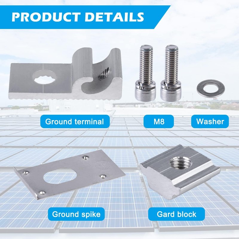 Pack of 20 Solar Panel Grounding Clamp, Mounting Solar Module