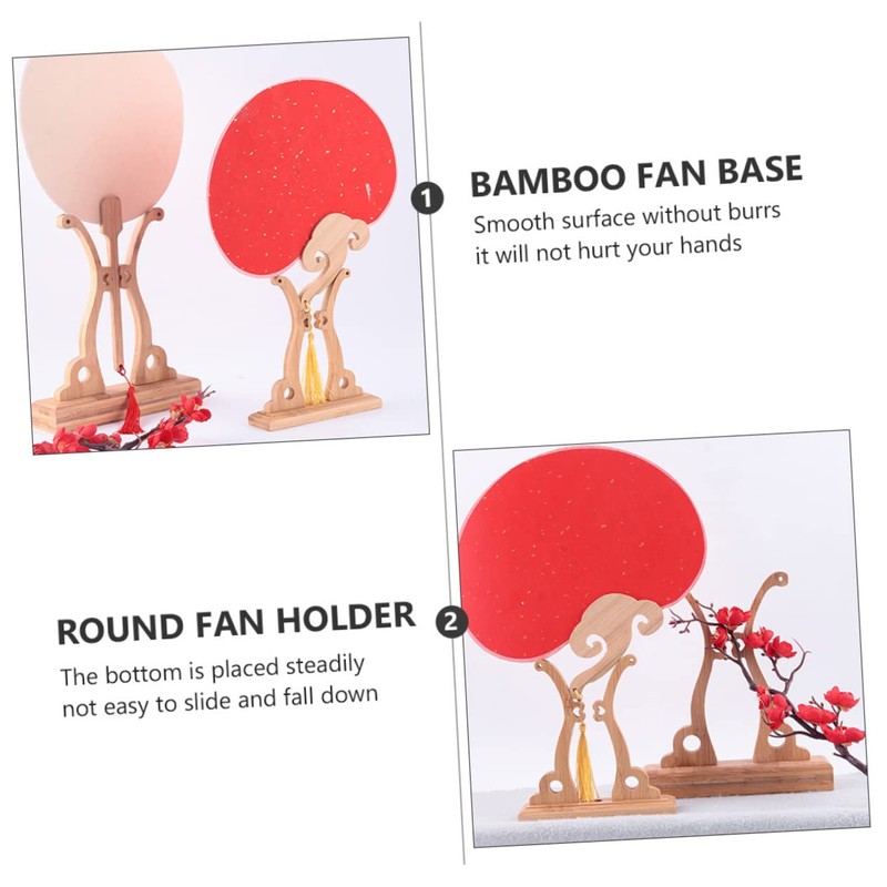 KONTONTY Round Fan Stand Traditional Chinese Style Fan Rack Easy