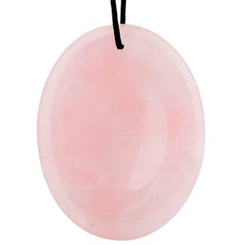 mookaitedecor Rose Quartz Thumb Stone Pendant, Crystal Gemstone Massage Stone with Cavity, Worry Stone for Healing Reiki, Size Approx. 45 x 35 x 8 mm