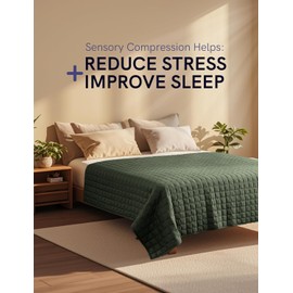 YnM 12lbs Weighted Blanket for Adults, Cotton Heavy Bed Throw Blanket with Cooling Glass Beads for All Season Use, Ideal for ~110lbs (48x72 Inches, Twin/Full, Army Green)