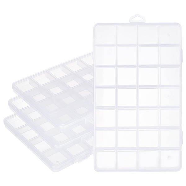 SUPERFINDINGS 4 Pack 28 Grids Organizer Box 22.5x13.3cm Transparent Plastic