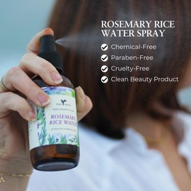 Baja Basics Rosemary Rice Water for Hair Growth Spray - Longsheng Rice Water Spray & Rosemary Oil for Hair - Scalp Treatment for Strengthening, Thickening & Hydrating Dry Hair for Men & Women - 4oz