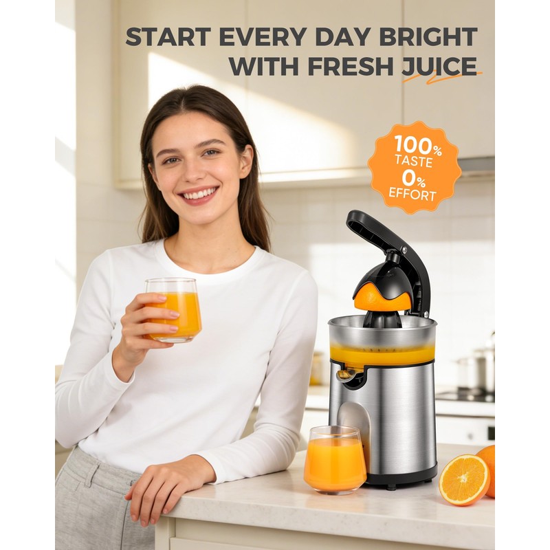 Amzpass Electric Orange Juicer, Citrus Juicer Squeezer with 2 Interchangeable