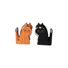 Leadigol Cute Cat Tape Dispenser Tape Cutter Wooden Cartoon Adorable Tape Holder Vintage Cute Wooden Tape Dispenser Packing Tool