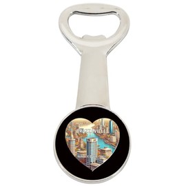 Brazzaville Republic of The Congo Travel Souvenir Destination Heart Shape Design Magnetic Bottle Opener Single