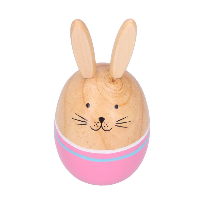 Wood Rabbit Family Figures Handcraft Decoration Ornament for Living Room