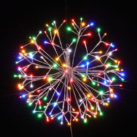 24’’ Dia Christmas Lighted Branches, Pre-Lit 160 Cool Multi-Color LED with Twinkle, Shapeable Hanging Ball Plug in Light Indoor/Outdoor Decorations