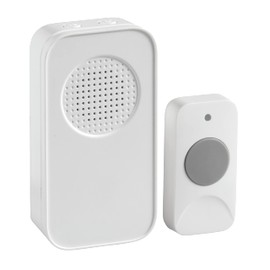 Newhouse Hardware WCMB White Battery-Powered Wireless Door Chime Kit | Battery-Operated Doorbell Chime | Ring Doorbell for Classroom, Home, and Office | Adjustable Volume and Expanded Chime Selection