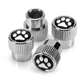 Car Metal Tire Valve Stem Caps, 4 Pack Universal Dog Paw Car Tire Valve Caps with Rubber Ring Tire Wheel Rim Dust Cover fits Cars, Trucks, Bikes, Motorcycles, Bicycles
