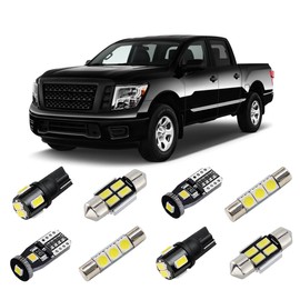 BRISHINE White LED Interior Lights Kit for Nissan Titan/Titan XD 2016 2017 2018 2019 2020 2021 2022 Super Bright 6000K LED Interior Light Bulbs Package + License Plate Lights and Install Tool