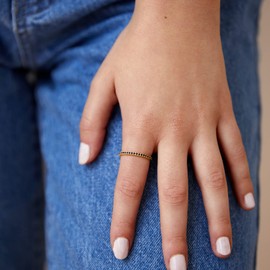 PAVOI 14K Gold Plated Sterling Silver Colored CZ Stones Stackable Ring | Simulated Diamond Eternity Bands for Women, 10, Rose Gold, black cz - rose gold