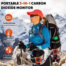 Norpolifomor Portable CO2 Monitor,CO2 Meter with Alarm,Temperature & Humidity, CO2 Tester for Home, Car, Grow Tents, Travel,Camping