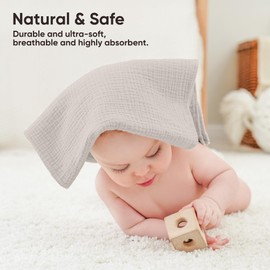 Bearmoss Muslin Baby Washcloths 100% Cotton Baby Bath Wash Cloth Large Ultra-Absorbent Burp Cloth Soft Baby Face Towel for Newborn Baby Boy and Girl, 23x23inch 4 Pack (Pinkstar)