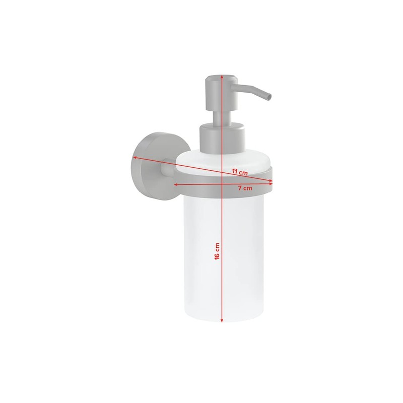 tesa® MOON GREY Seifenspender, matt grau, Pumpspender aus satiniertem Glas,