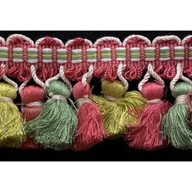 Vintage Clarence House Decorative Tassel Trim-Salmon Pink/Lime/Gree