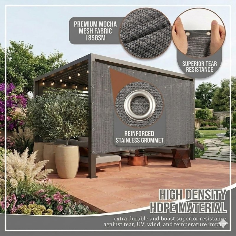 EMERIT 90% Sun Shade Cloth, 8' X 12' Pergola Shade