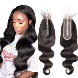 Risbaer Middle Part 2x6 Lace Closure Body Wave Remy Human Hair Wavy Lace Closure with Baby Hair (10 inch)