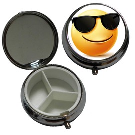 Set of 3 Pill Boxes Funny Faces (Sunglasses, Laughing, Crazy)