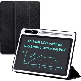 10 inch LCD Writing Tablet Electronic Writing Notebook with PU Protective Cover Erasable Drawing Pad Gift for Kids Adults at Home School Office(Black springtok - Color: Pink