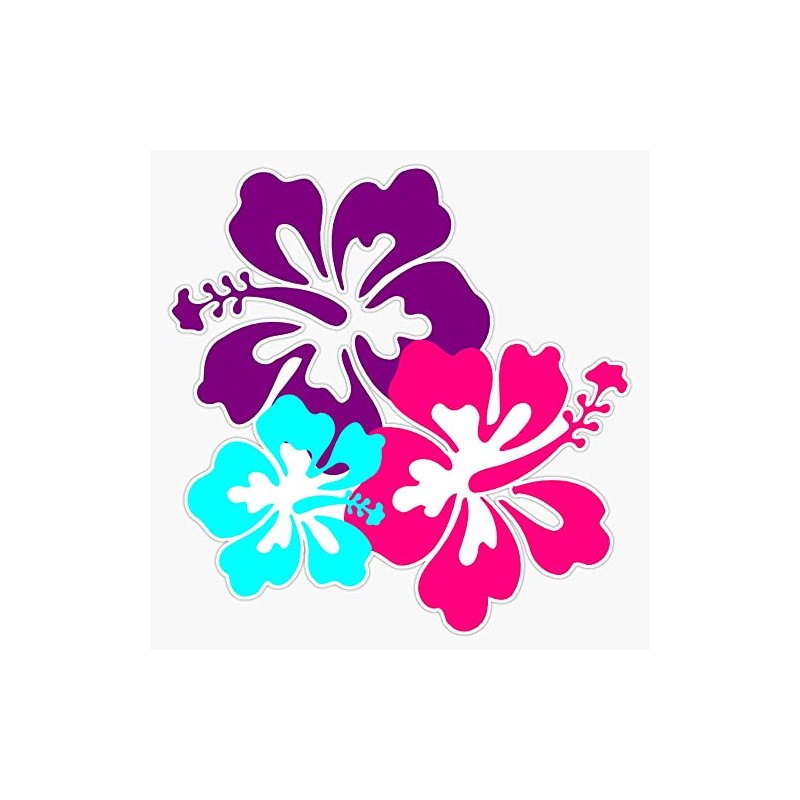 Hawaiian Flowers Vinyl Sticker Waterproof Bumper Sticker Laptop Window Decal