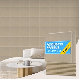 DOLLAR BOSS Large Cork Bulletin Board, 48"x36" Cork Board Wall Tiles 12 Packs 1/2" Thick Corkboards for Walls Self Adhesive Acoustic Panels Soundproof Pin Board with 60 Pushpins, Latte