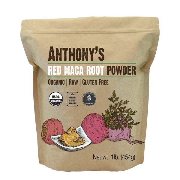 Anthony's Organic Red Maca Powder, 1 lb, Raw, Gluten Free, Non GMO, Non Gelatinized