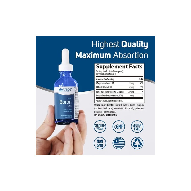 Trace Minerals Boro Iónico - Fórmula Líquida Con Magnesio