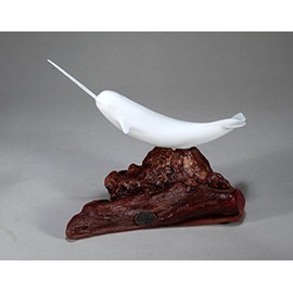 Narwhal Sculpture by John Perry Pellucida on burl base 7in tall Statue Art