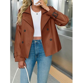 Yousify Womens Textured Faux Leather Jackets Oversized Button Down Motorcycle Clothes Casual Fall Trendy Coat Outerwear