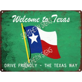 Texas state Flag line highway marker road Welcome Friendly Metal Sign 9x12 SS254